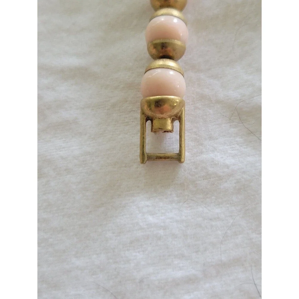 Vintage Avon Faux Angel Skin Marbled Pink & Gold Bead Necklace & Bracelet Set - Picture 4 of 6